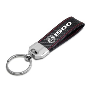iPick Image for RAM 1500 Real Black Carbon Fiber Loop Strap Key Chain with Red Stitching, Official Licensed