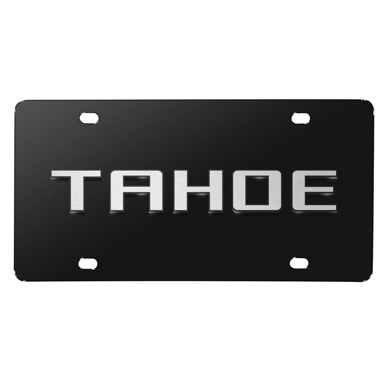iPick Image for Chevrolet Tahoe 3D Nameplate Black Stainless Steel License Plate, Official Licensed afbeelding 1