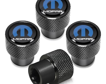 iPick Image for Mopar Logo on Black Easy-Grip Premium Aluminum Tire Valve Stem Caps, Official Licensed