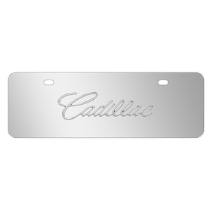 iPick Image for Cadillac 3D Script Name 12" x 4.25" European Look Chrome Half-Size Stainless Steel License Plate, Official Licensed