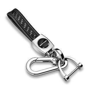 iPick Image for Ford F-150 Raptor in Black Real Carbon Fiber Loop-Strap Chrome Hook Key Chain, Official Licensed