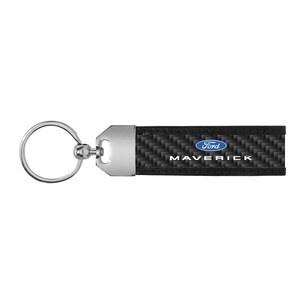 iPick Image for Ford Maverick Real Carbon Fiber Leather Key Chain with Black Stitching, Official Licensed Bild 2
