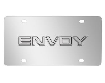 Imagen iPick para placa de matrícula de acero inoxidable cromado con espejo 3D para GMC Envoy, con licencia oficial