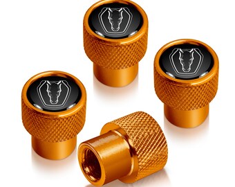 iPick Image for Ford Mustang Dark-Horse in Black on Golden Diamond-Cut Grip Aluminum Tire Valve Stem Caps, Official Licensed