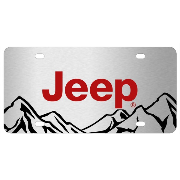 iPick Image made for Jeep in Red Rock Mountain Graphic Brush Special Aluminum Metal License Plate, Official Licensed