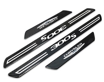 iPick Image for Chrysler 300S Black Real Carbon Fiber 4 Pcs Universal Door Sill Step Protector Kick Plates, Official Licensed