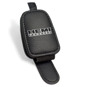 HEMI Powered Rectangle Black Leather Magnetic Sunglass Holder Car Sun Visor Mount Clip, Licensed!