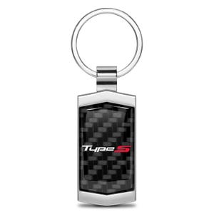 iPick Image for Acura Type-S Logo Real Black Carbon Fiber Chrome Metal Case Key Chain, Official Licensed image 1