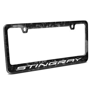 iPick Image made for Chevrolet Corvette C8 Stingray Real Black Forged Carbon Fiber License Plate Frame, Official Licensed
