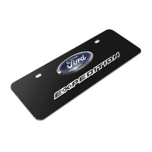 Placa de matrícula de acero inoxidable negra de tamaño medio con diseño europeo de 12" x 4.25" de iPick Image para Ford Expediti3D Logo, con licencia oficial. imagen 3