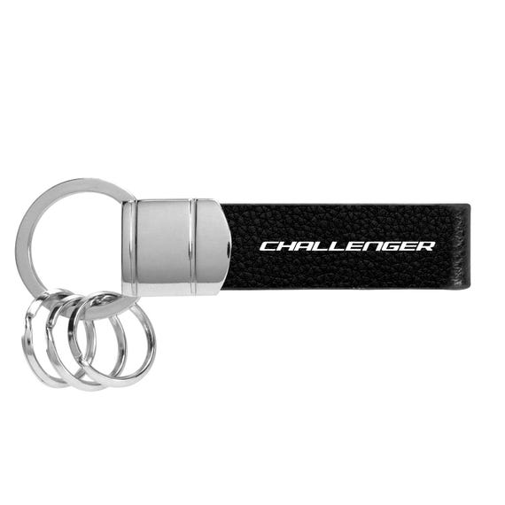 Ipick Image for Dodge Challenger Black Real Leather Strap Chrome