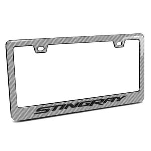 C7 Corvette Stingray Black License Plate Frame – With Stingray Script & Fish Logo
