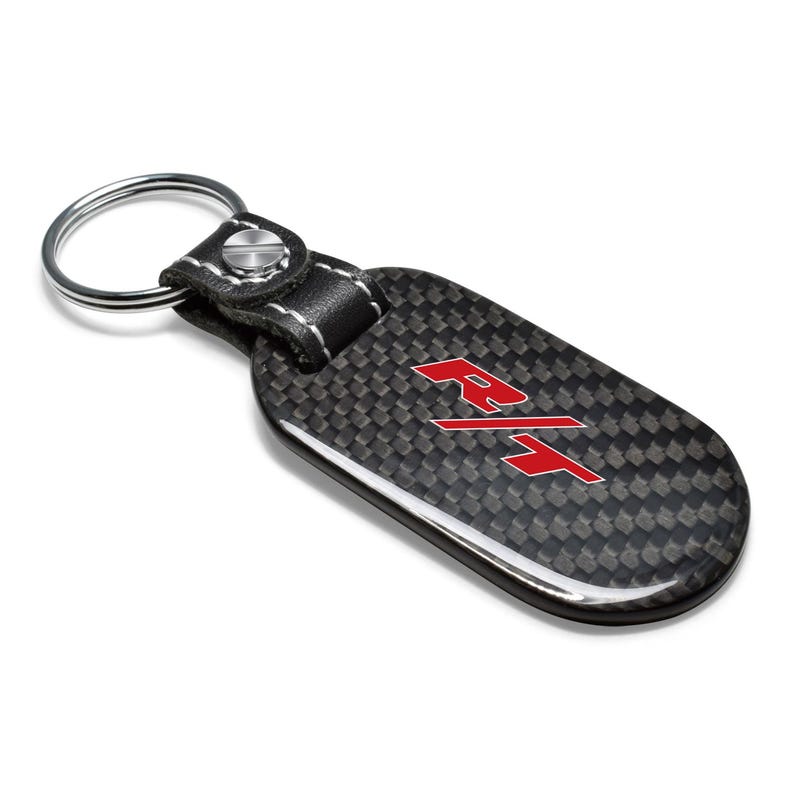 iPick Image for Dodge R/T Logo 100% Real Black Carbon Fiber Tag Style Key Chain, Official Licensed 画像 2
