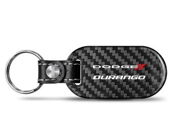 iPick Image for Dodge Durango 100% Real Black Carbon Fiber Tag Style Key Chain, Official Licensed