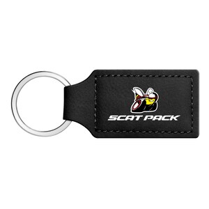 iPick Image for Dodge Scat-Pack Full Color Rectangular Black Leatherette Key Chain, Official Licensed
