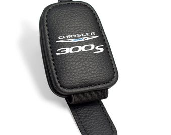 Chrysler 300S Rectangle Black Leather Magnetic Sunglass Holder Car Sun Visor Mount Clip, Licensed!