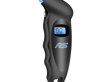 iPick Image for Ford Focus RS Black Digital Tire Pressure Gauge with LED-Backlit LCD Display, Official Licensed