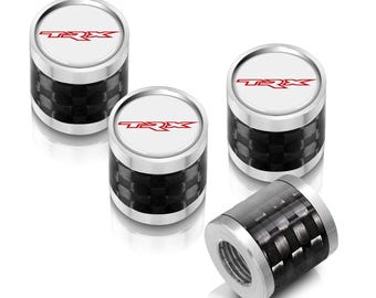 Embouts de valve de pneu RAM 1500 TRX en blanc sur corps en fibre de carbone véritable, aluminium argenté, sous licence !