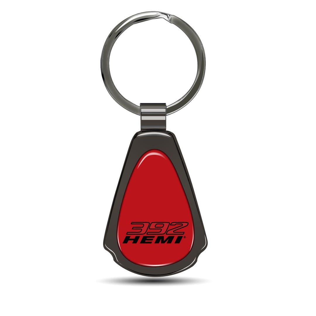 Ipick Image for HEMI 392 on Red Dome Dark Gunmetal Metal Teardrop Key ...