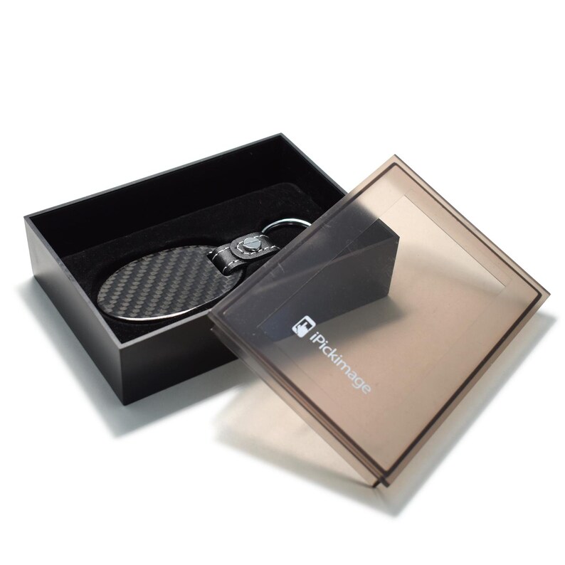 Imagen de iPick para llavero de Ford Raptor Claw Mark de fibra de carbono auténtica, forma ovalada, correa de cuero negro, con licencia oficial. imagen 4