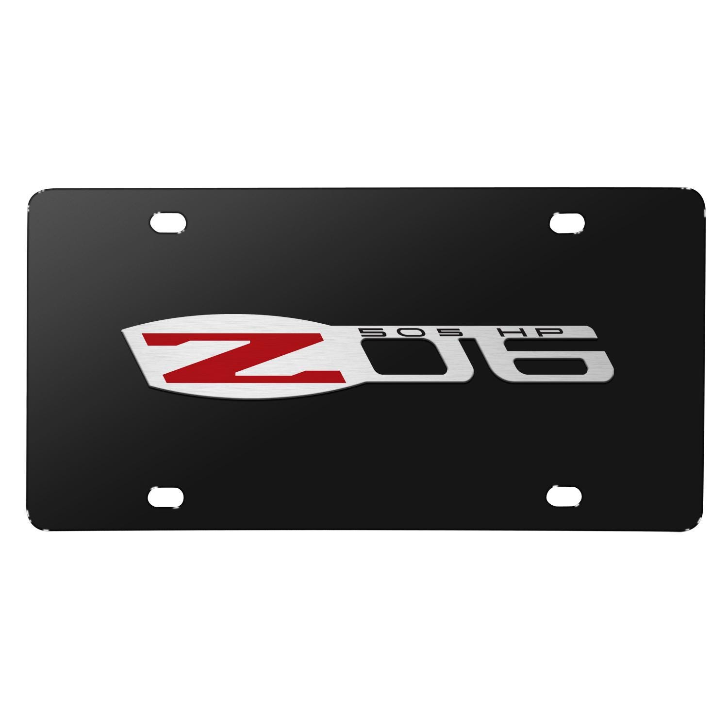 iPick Image made for Chevrolet Corvette C6 Z06 3D Logo Black Metal License Plate, Official Licensed