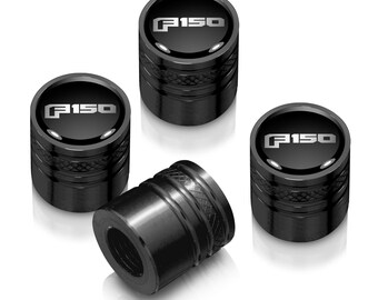 iPick Image for Ford F-150 2015 up Black on Black Cylinder-Style Aluminum Tire Valve Stem Caps - Official Licensed, Official Licensed