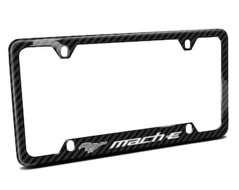 iPick Image for Ford Mustang Mach-E Black Real Carbon Fiber 50 States License Plate Frame, Official Licensed