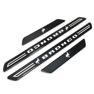 iPick Image for Ford new Bronco Black Real Carbon Fiber 4 Pcs Universal Door Sill Step Protector Guard Decal Plates, Official Licensed