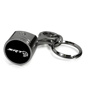 iPick Image for Dodge SRT Hellcat Black-Chrome Finish Engine Piston and Rod Metal Key Chain, Official Licensed