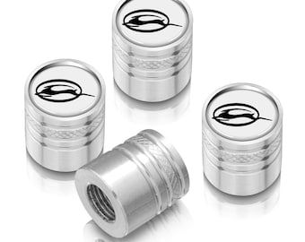 Chevrolet Impala in White on Silver Cylinder-Style Premium Aluminum Tire Valve Stem Caps, Licensed!