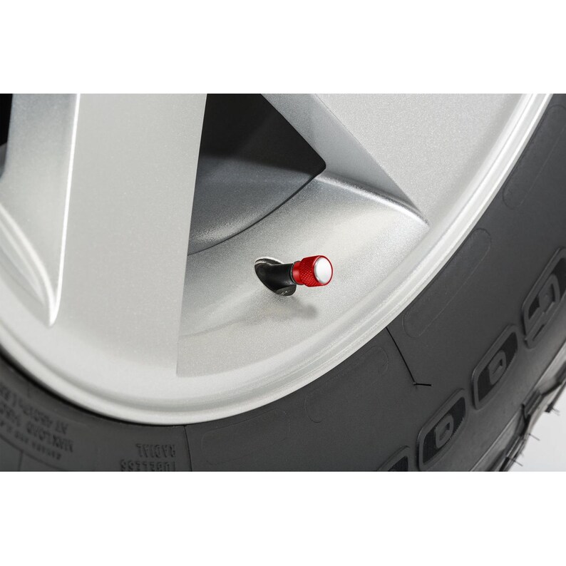 iPick Image for RAM 2019 up Logo in White on Red Aluminum Tire Valve Stem Caps, Official Licensed image 2