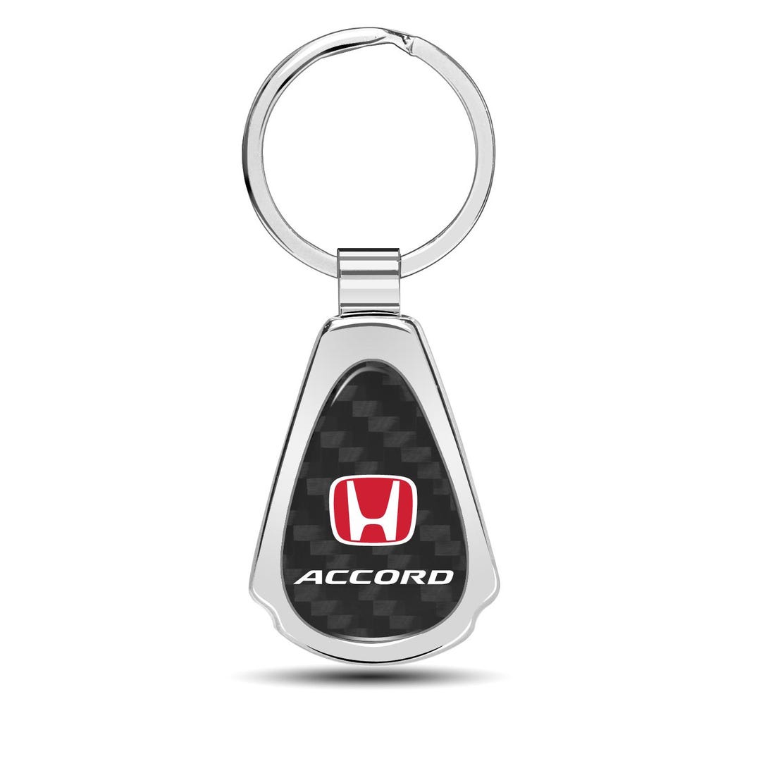 Honda Civic Si Real Carbon Fiber Key Chain – Large Tear-Drop, Red Logo