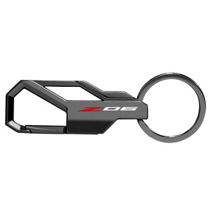 iPick Image for Chevrolet Corvette C8 Z06 Gunmetal Black Carabiner-style Snap Hook Metal Key Chain, Official Licensed
