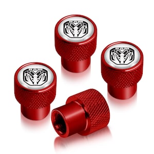 iPick Image for RAM 2019 up Logo in White on Red Aluminum Tire Valve Stem Caps, Official Licensed image 1