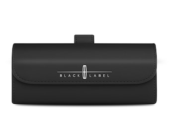 Lincoln Black Label Black Leather Sunglass Case Car Sun Visor Mount Clip, Licensed!