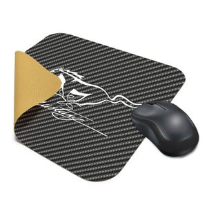 IPick Ford Mustang Carbon Fiber Mouse Pad - Gaming & Office Mousepad With Mustang Logo Design