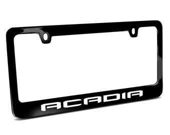 iPick Image for GMC Acadia UV LED Printed on Black Metal License Plate Frame, Official Licensed