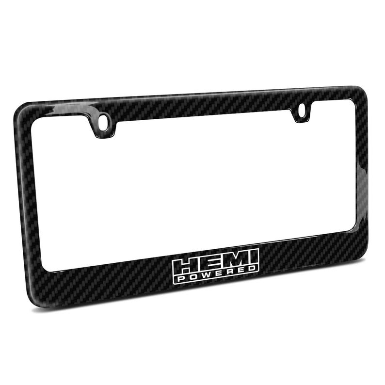 iPick Image for HEMI Powered Black Real 3K Carbon Fiber Glossy Finish License Plate Frame, Official Licensed image 1