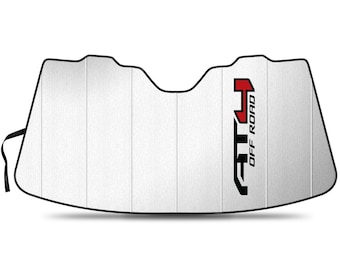 Parasol para parabrisas de automóvil GMC AT4 de tamaño jumbo, ajuste universal, reforzado, con soporte vertical, tamaño estándar de 57" x 31", ¡con licencia!