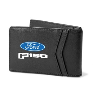 Imagen de iPick creada para la billetera plegable delgada de cuero sintético negro resistente a RFID para hombre Ford F-150 2015 en adelante, con licencia oficial