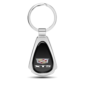 iPick Image for Cadillac XT5 Black Dome Chrome Metal Teardrop Key Chain, Official Licensed
