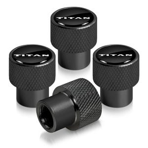 iPick Image para el logotipo de Nissan Titan en negro sobre negro. Tapones de válvula de neumático de aluminio premium Easy-Grip, con licencia oficial. imagen 2