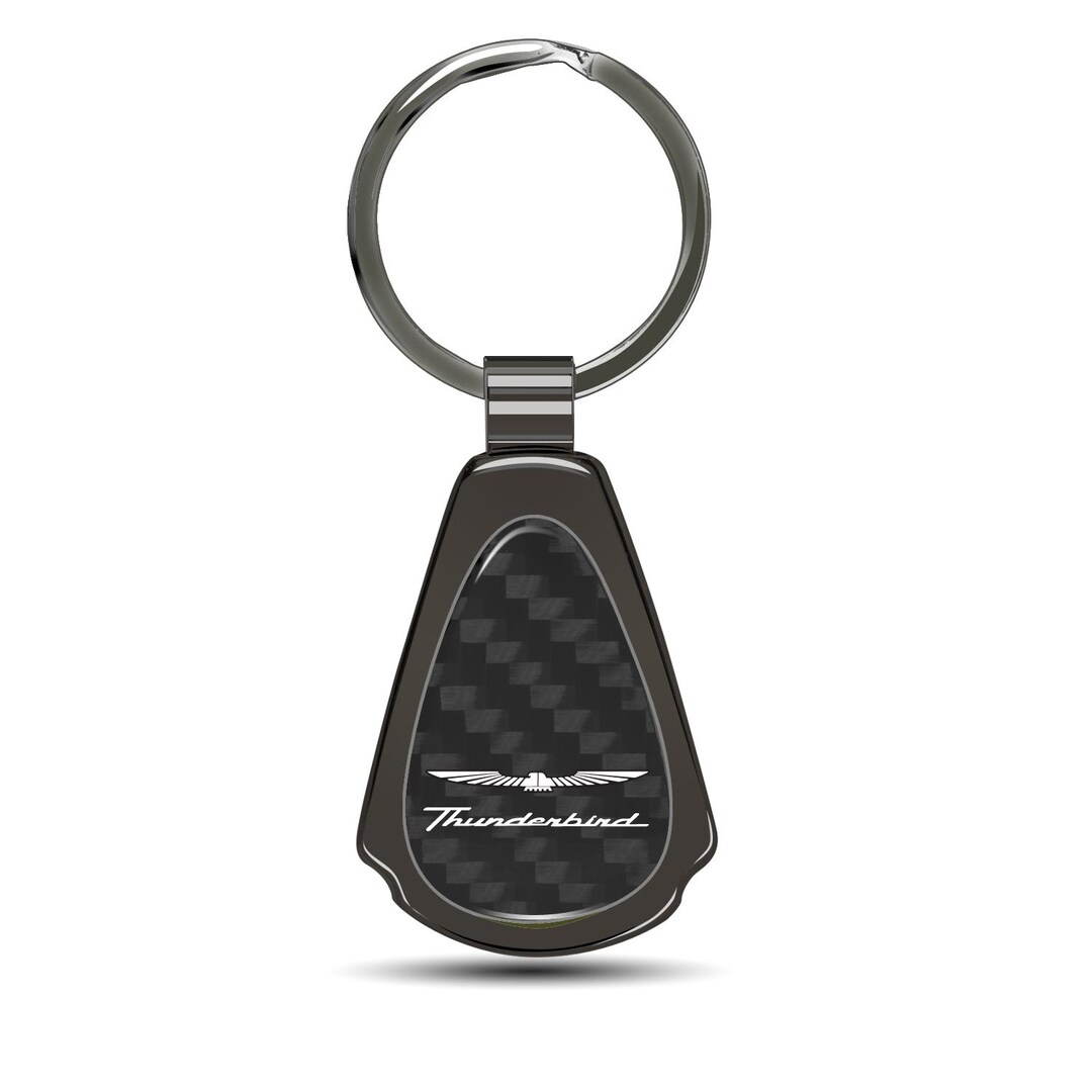 thumbnail interactive-video image 1 of Slick SRT-8 Keychain, Real Carbon Fiber With Gunmetal Black Teardrop Accent – Cool Gift For Car Guys 1 of 6