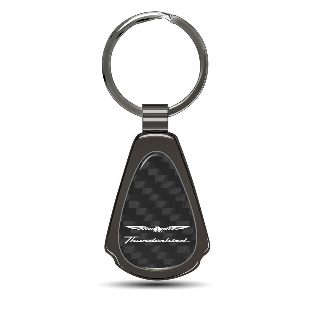 Slick SRT-8 Keychain, Real Carbon Fiber With Gunmetal Black Teardrop Accent – Cool Gift For Car Guys