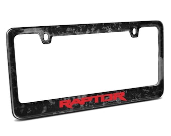 iPick Image for Ford F-150 Raptor in Red Real Forged Composite Carbon Fiber License Plate Frame, Official Licensed
