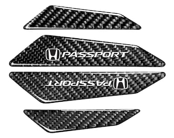 Honda Passport Gunmetal Gray Metal Plate Black Leather Strap Key Chain iPick Image for