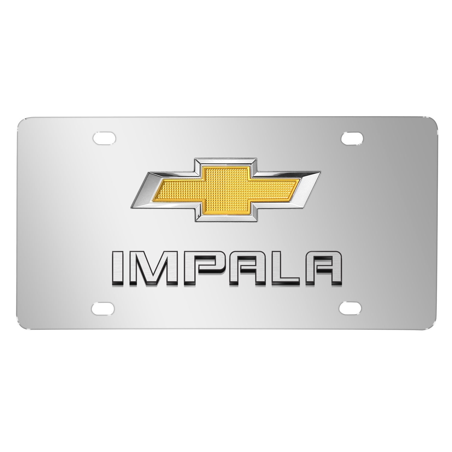 Chevrolet Red Bowtie Mirror Lettering Mirror Stainless Steel License Plate Chevrolet Red Bowtie Mirror Lettering Mirror Stainless Steel License Plate