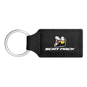 iPick Image for Dodge Scat-Pack Full Color Rectangular Black Leatherette Key Chain, Official Licensed