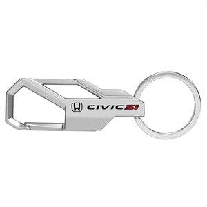 iPick Image for Honda Civic Si Silver Carabiner-style Snap Hook Metal Key Chain, Official Licensed image 2