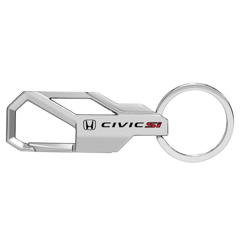 iPick Image for Honda Civic Si Silver Carabiner-style Snap Hook Metal Key Chain, Official Licensed image 2